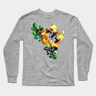 Electric Hibiscus - Yellow Long Sleeve T-Shirt